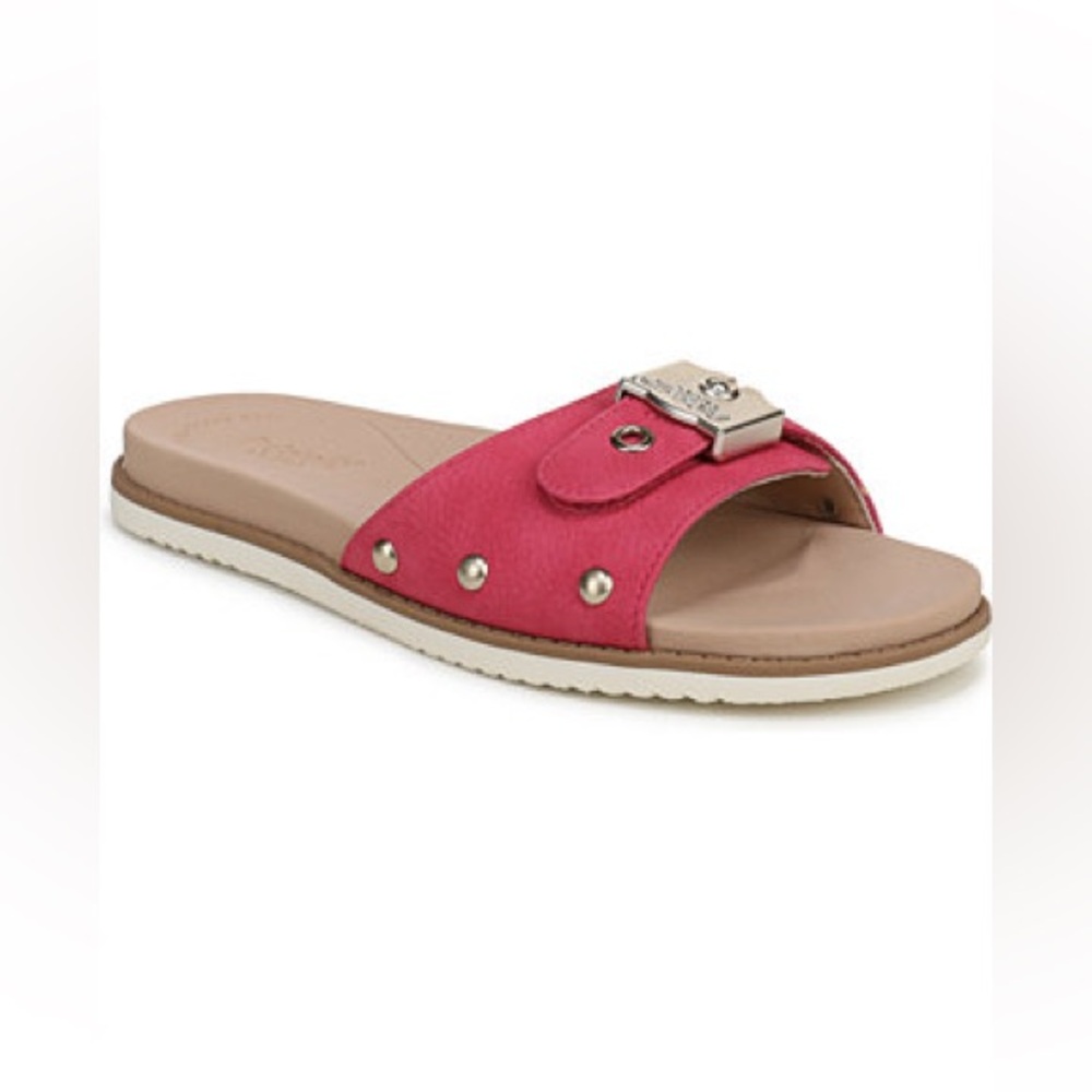 Dr. Scholl's Red Slide Sandals with Silver Accents‎ Women’s Size 6.5